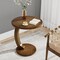 Tribesigns Round End Table C-Shaped Solid Wood Small Side Table Mid-Century